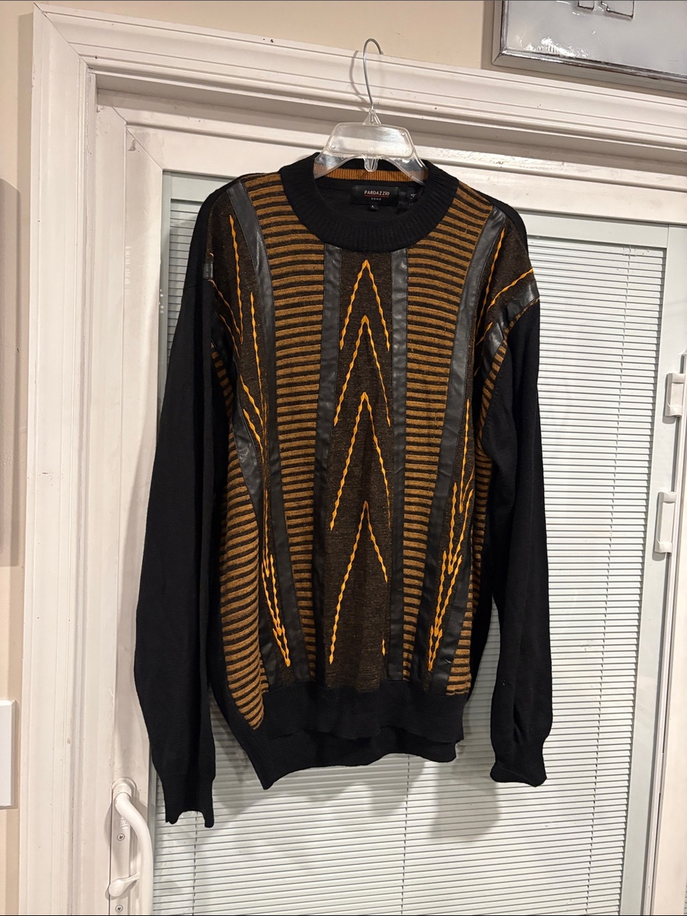 Panache Black and Gold Chevron Crewneck Sweater